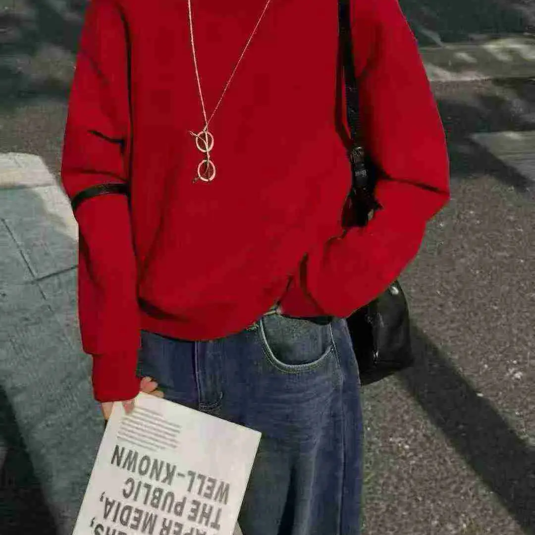 笑笑定制女露肩高领针织打底衫年款宽松显瘦内搭上衣