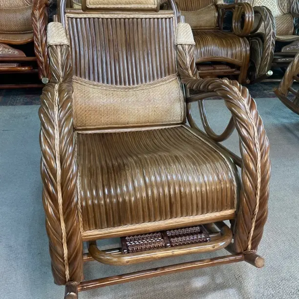 藤椅摇椅天然真藤编禅意躺椅单人打坐椅家用阳台客厅休闲靠背椅