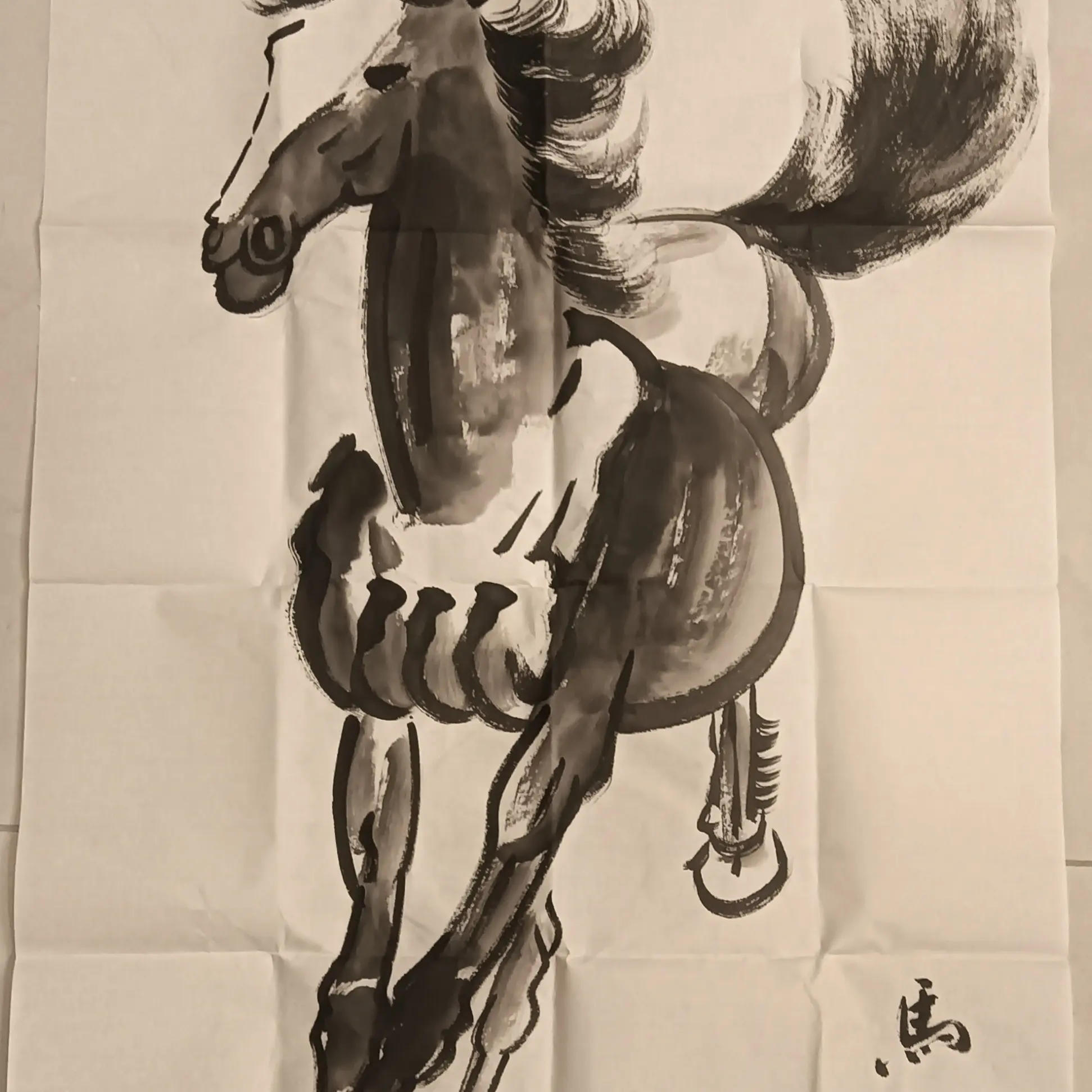 《马到成功》国画宣纸画芯用于玄关过道装饰