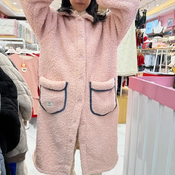 女士冬季加厚加绒羊羔绒长款睡袍保暖可外穿家居服