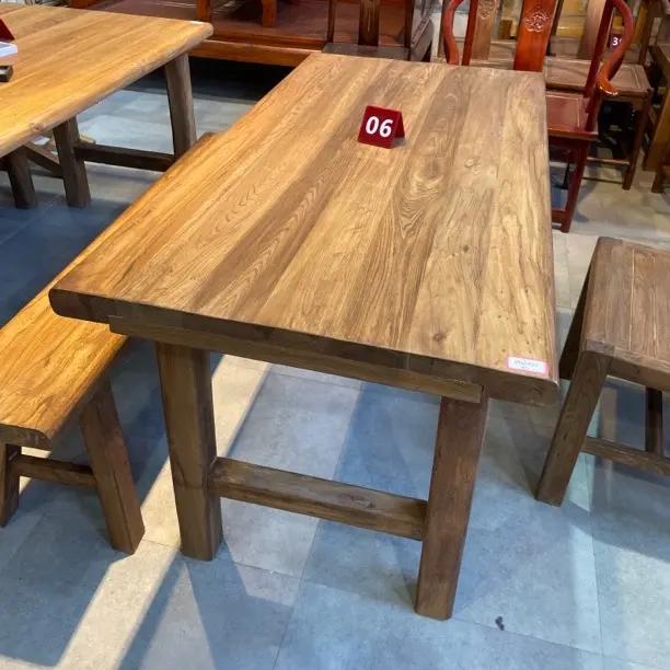 可拆装长方形家用咖啡桌中国风文字雕刻餐桌复古禅意