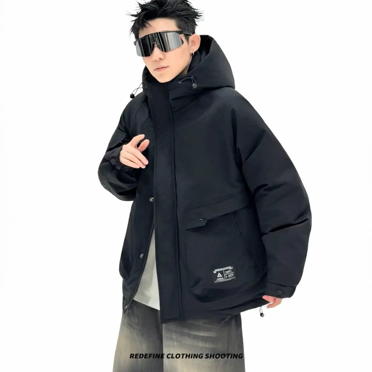 冬季新款男士连帽保暖防寒服休闲工装加厚羽绒服9915