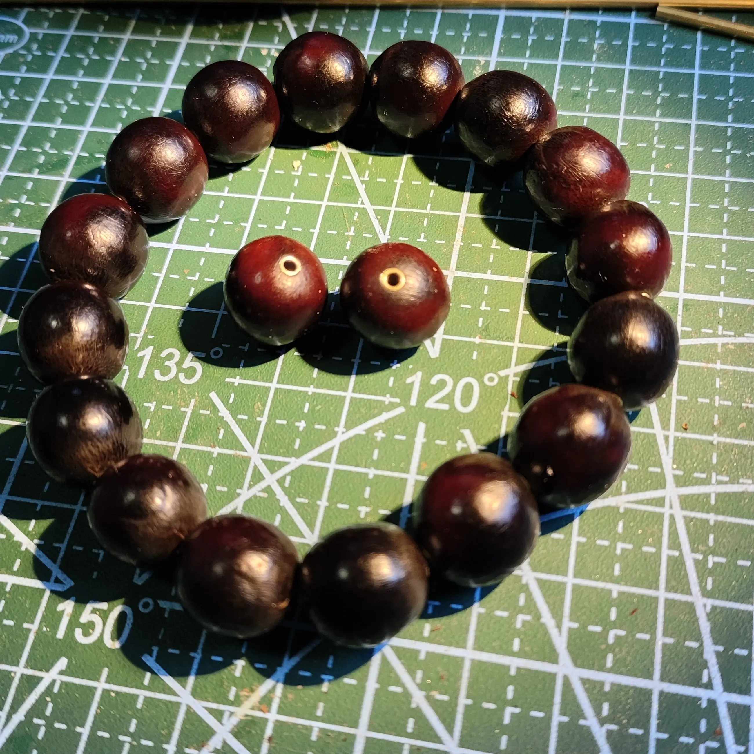 非金属木质手链 无患子铜管镶嵌手串可盘玩