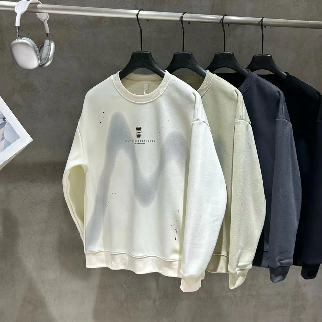 817潮牌男士加绒加厚圆领卫衣秋冬新款休闲宽松情侣长袖套头衫