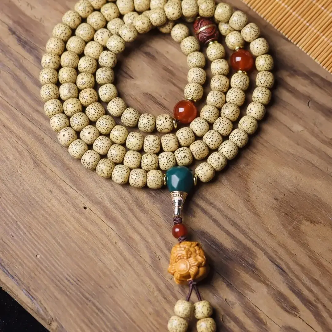 海南原生态星月菩提108颗手串佛珠念珠脖挂招财貔貅款文玩手串