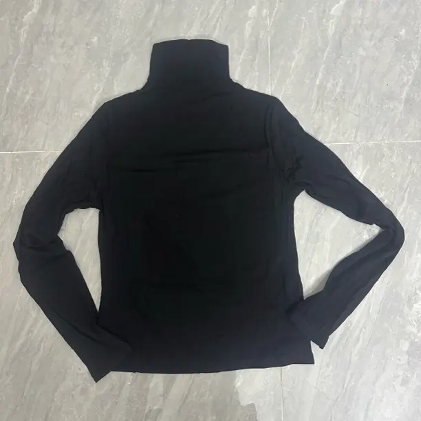 木耳边长袖螺纹半高领高领女T恤立领秋冬运动百搭