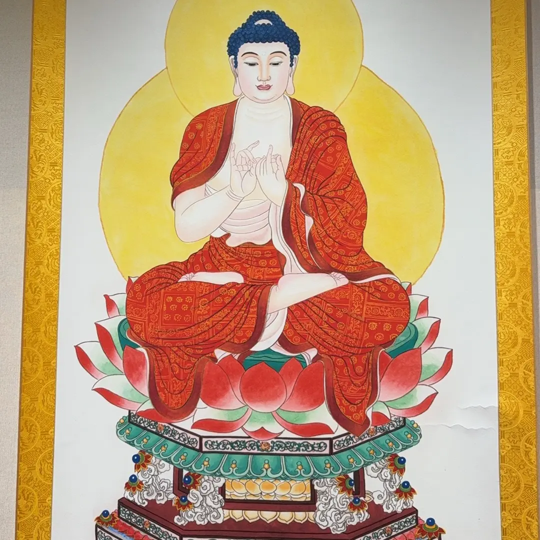 田慕风老师精品工笔国画释迦摩尼佛画像65*130