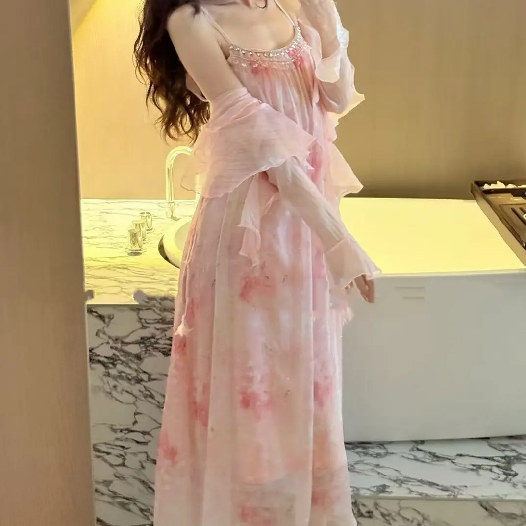 时尚气质百搭桑蚕丝吊带连衣裙仙气飘飘减龄夏款