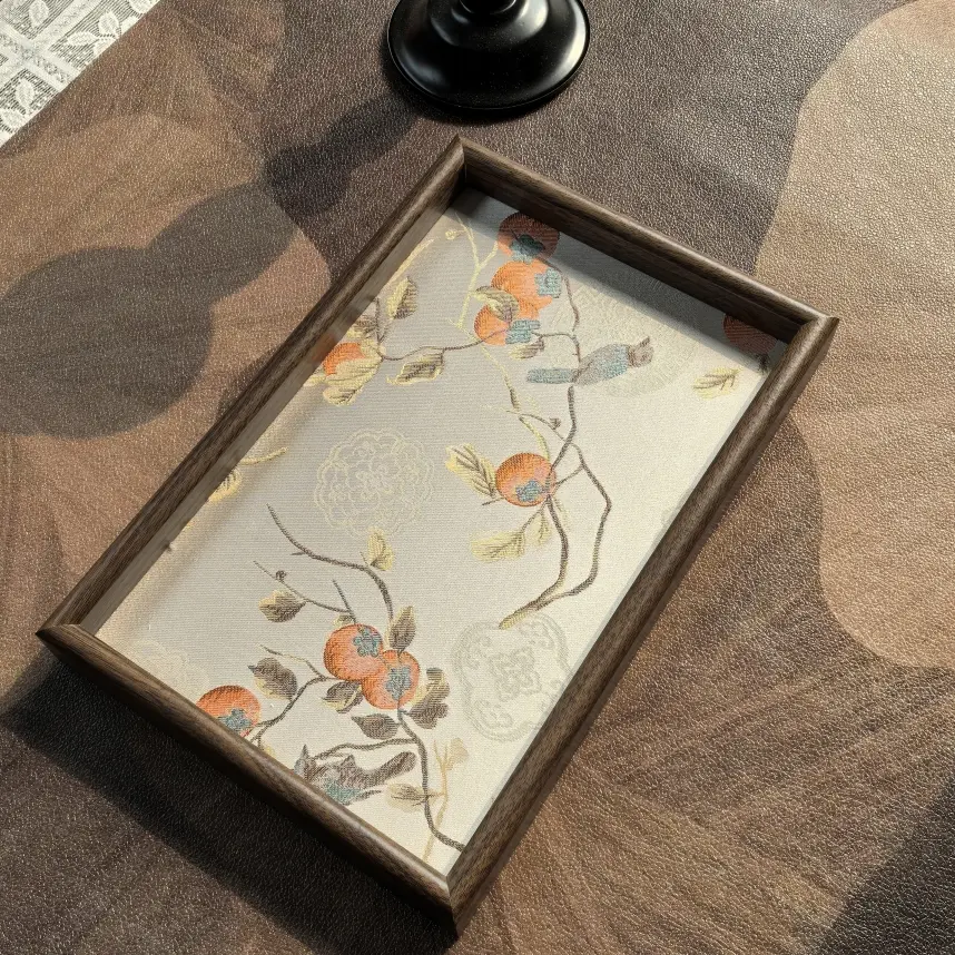 中式布艺创意置物盘用于玄关客厅收纳珠宝首饰零食托盘