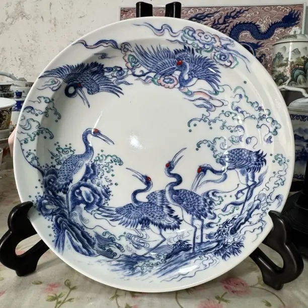 高档斗彩瑞鹤祥云家用茶具