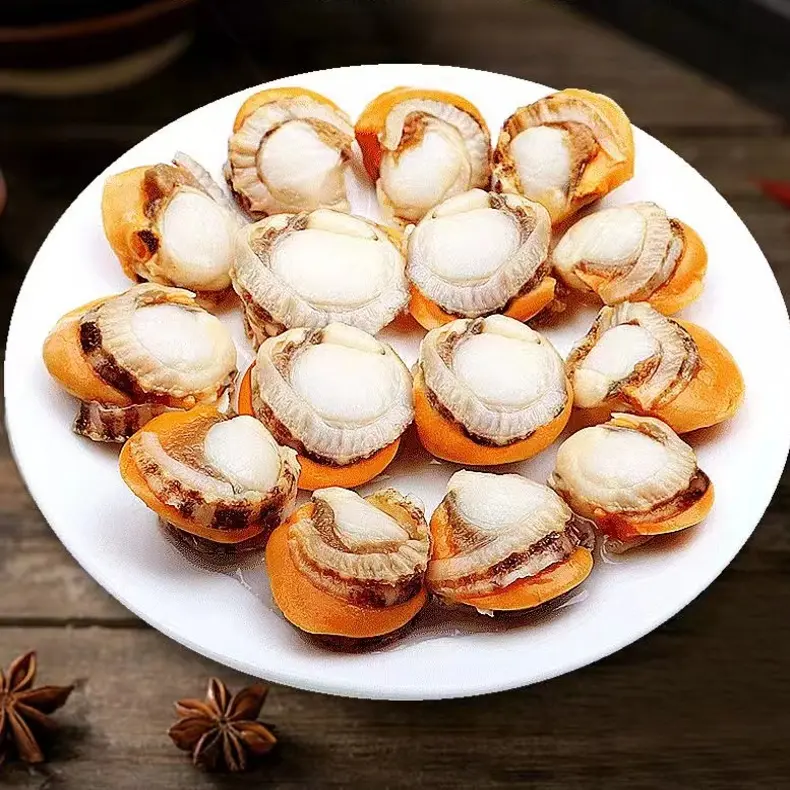 新鲜带膏带黄大个扇贝肉无泥沙美味海鲜