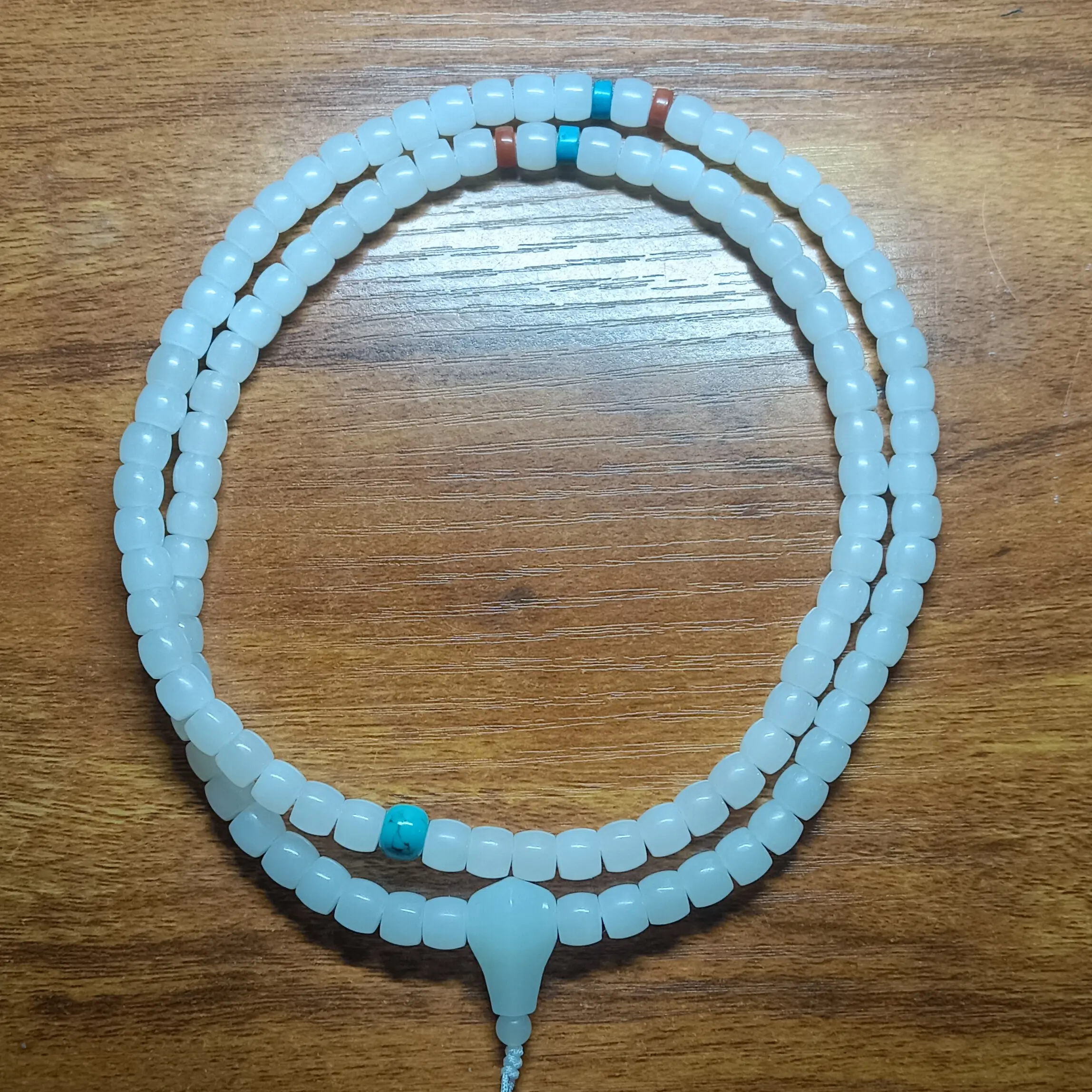 新疆和田玉手串手链108颗卡6x7mm