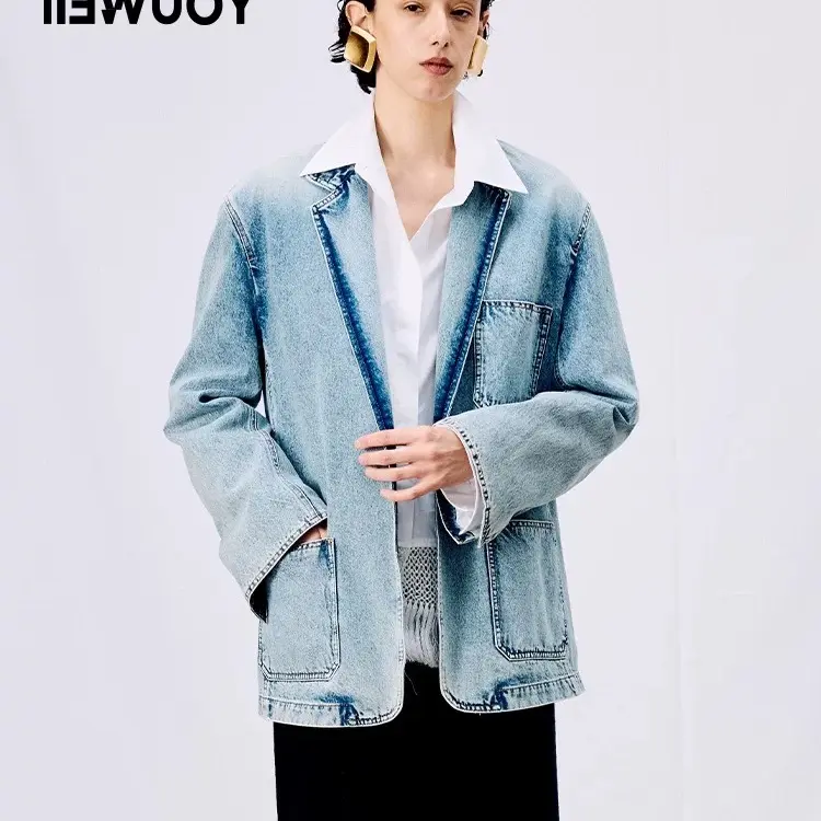 YOUWEI有尾Y1925104春季新品糯米牛仔休闲西装女外套上衣