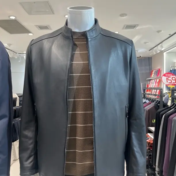海宁真皮皮衣男立领头层羊皮短款修身休闲商务加绒外套