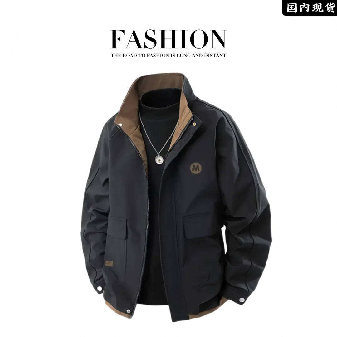 【专柜正品】男士高端潮流翻领夹克外套早秋大码宽松百搭休闲上衣
