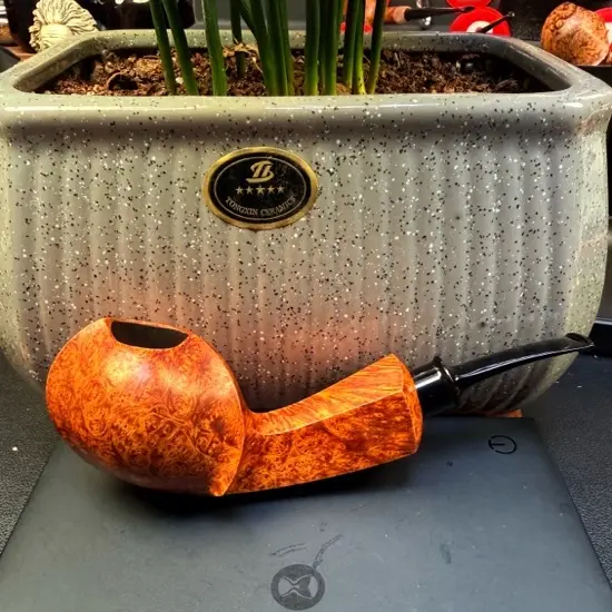 小默石楠木光面双面鼓手工烟斗