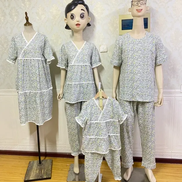 夏季碎花宽松睡衣套装甜美短袖家居服舒适睡裤可外穿