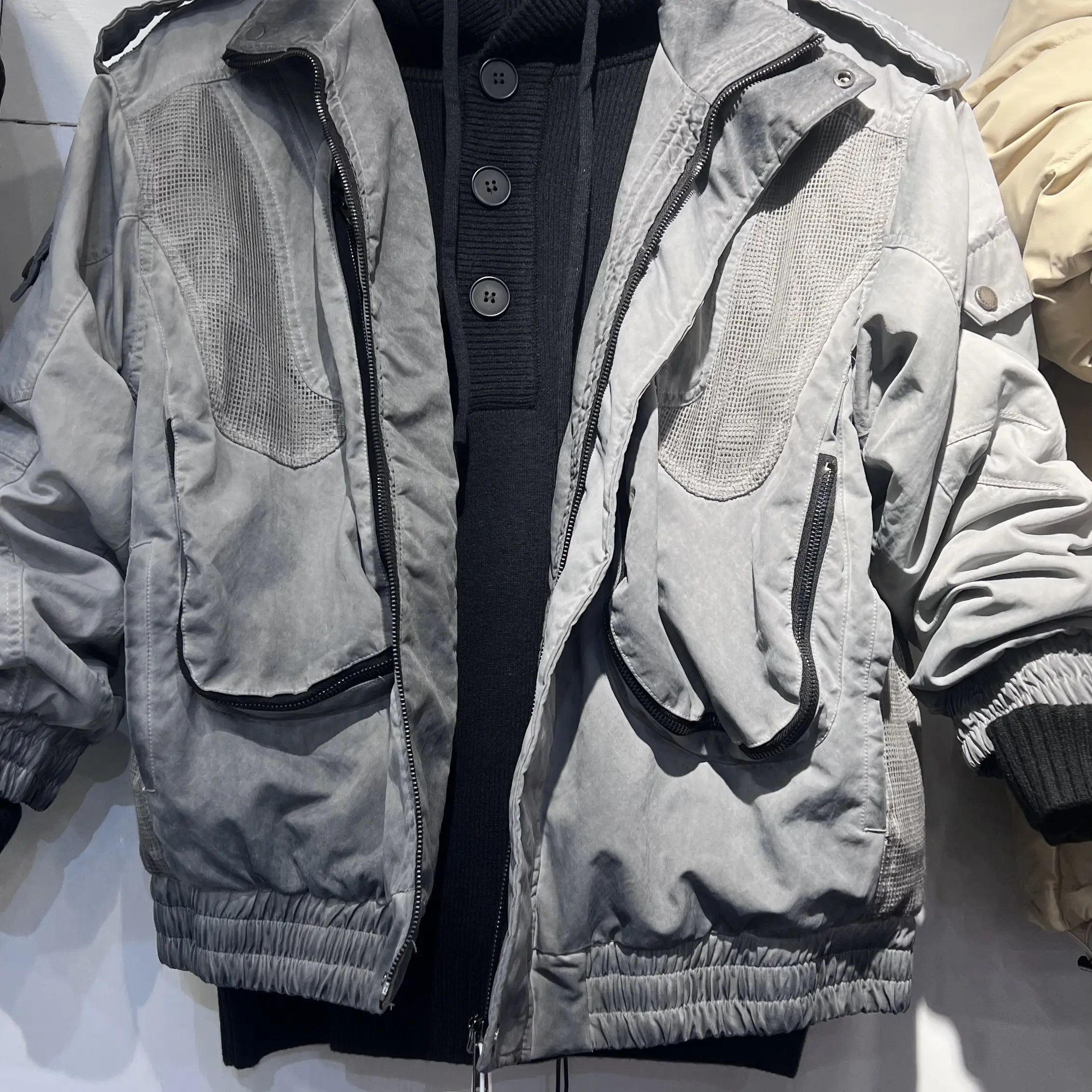 冬季连帽简约水洗棉拼接保暖外套