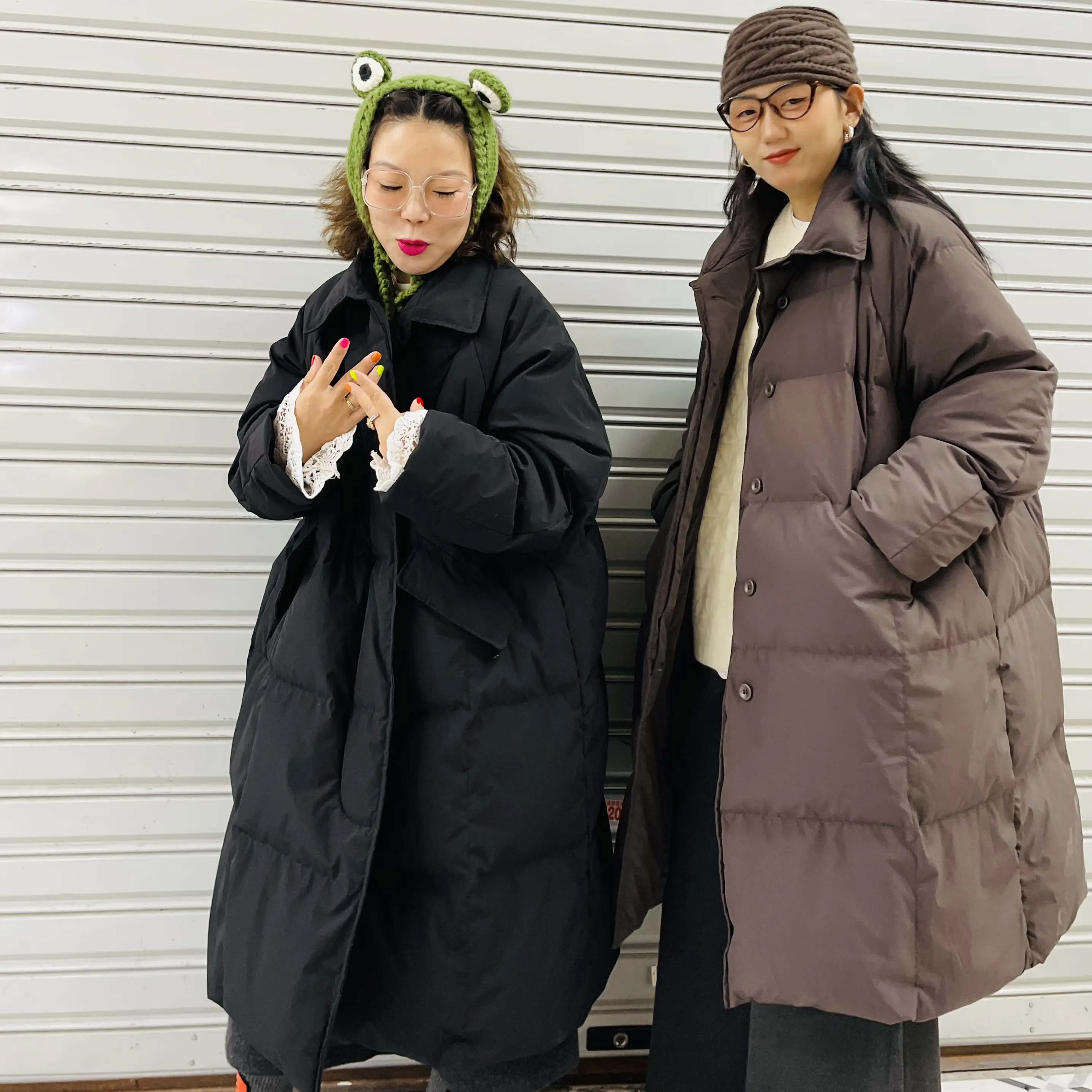 衬领复古时尚文艺气质宽松休闲90白鸭绒中长款羽绒服