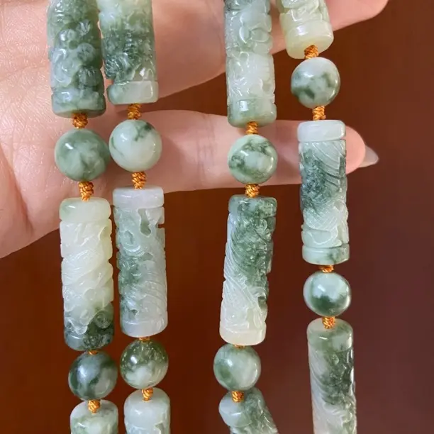 龙盘柱项链吊坠手工雕刻