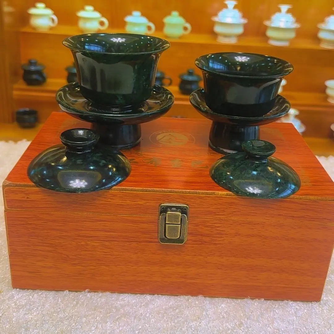仁布玉茶架一对套装