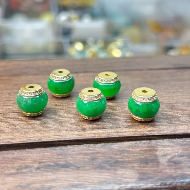 原矿老干青10mm鼓珠文玩配饰顶珠腰珠