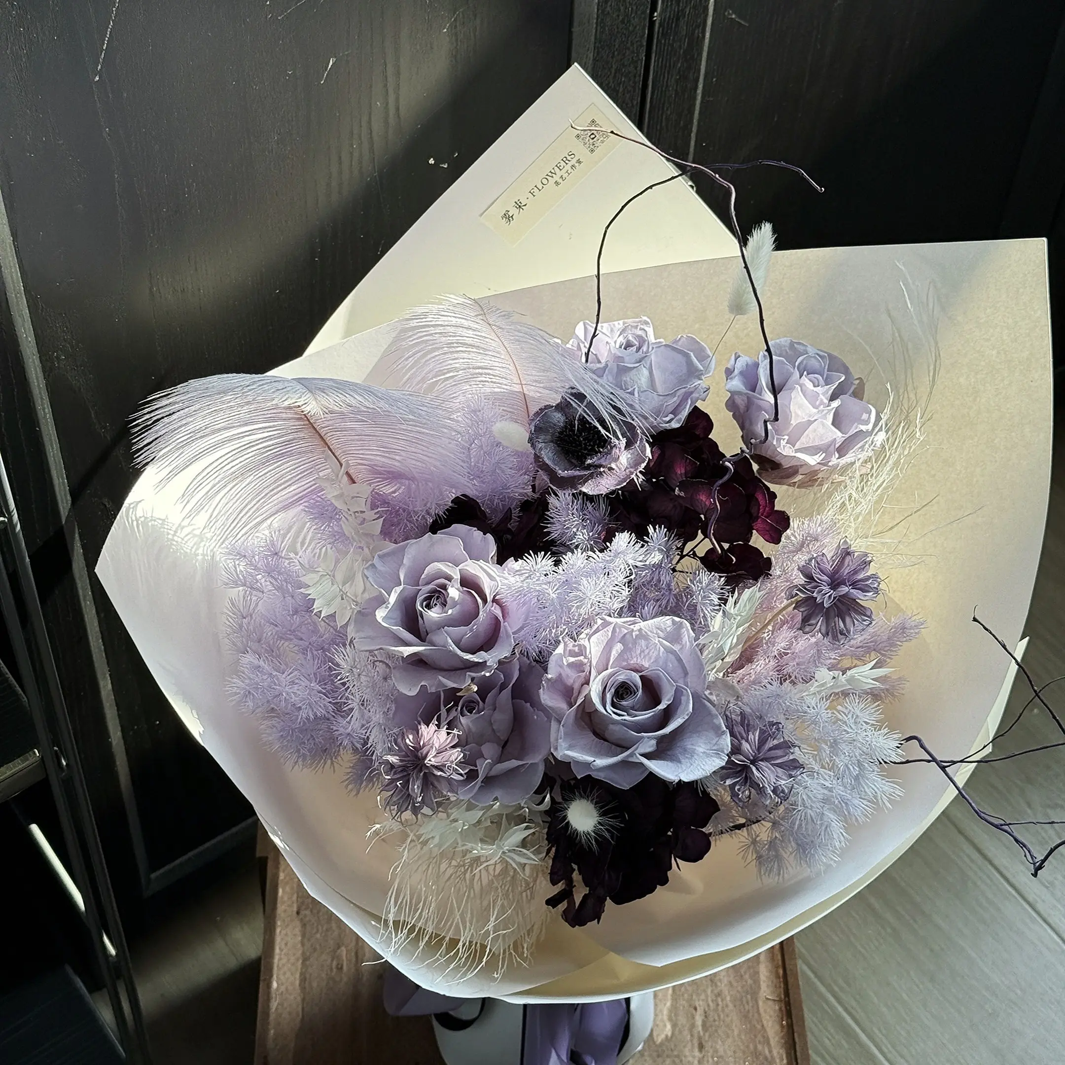 浪漫紫色玫瑰花永生花花束成品 生日礼物送女生 永不凋零的爱意