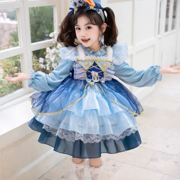 女童兔子警官可爱风加绒洛丽塔公主裙秋冬款