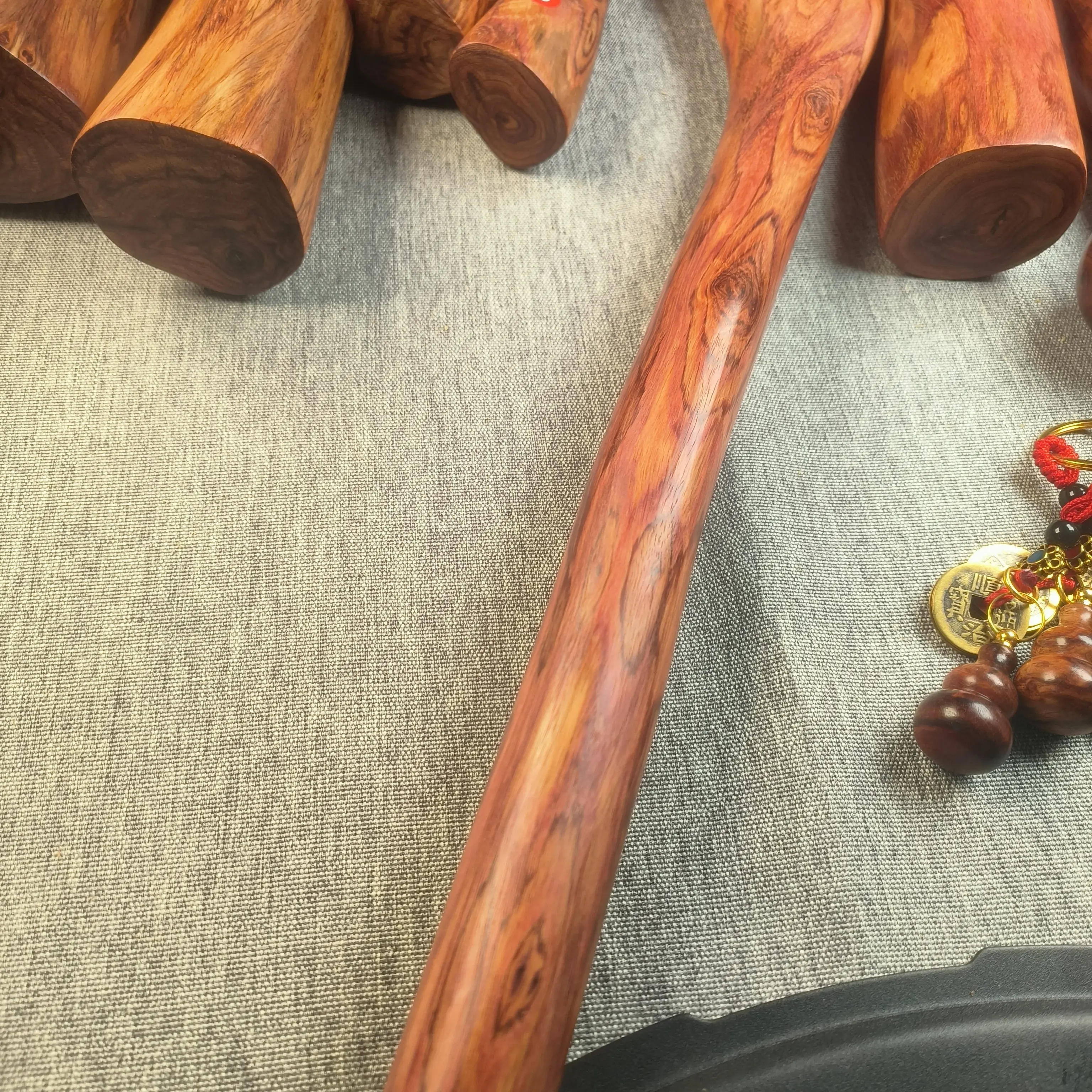 海南黄花梨木四脚防滑老人登山轻便拐杖手杖