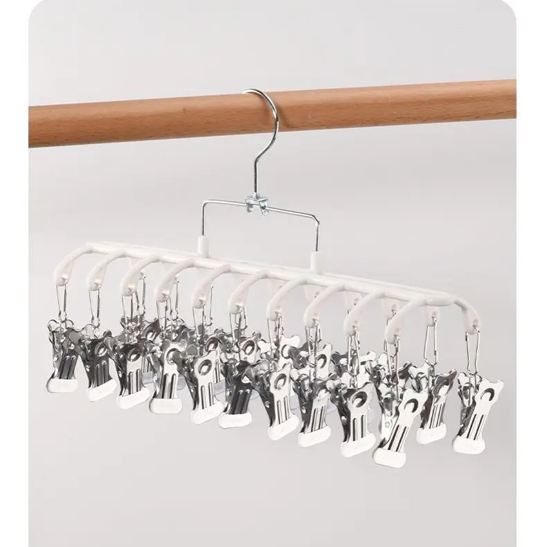 不锈钢多夹子防风袜子晾衣架家用阳台多功能晒袜神器