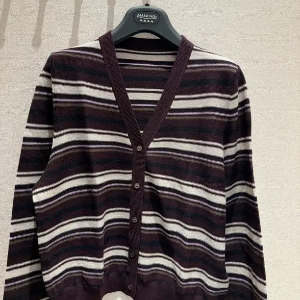 领姿LINGZI秋冬新款慵懒风条纹V领长袖针织开衫LZ711738