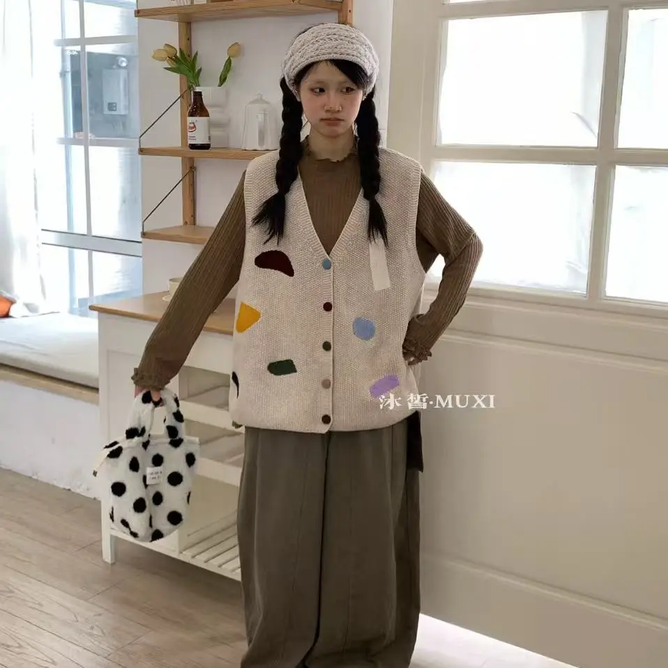 沐皙提花网红薄款日系韩版秋季免烫复古马夹