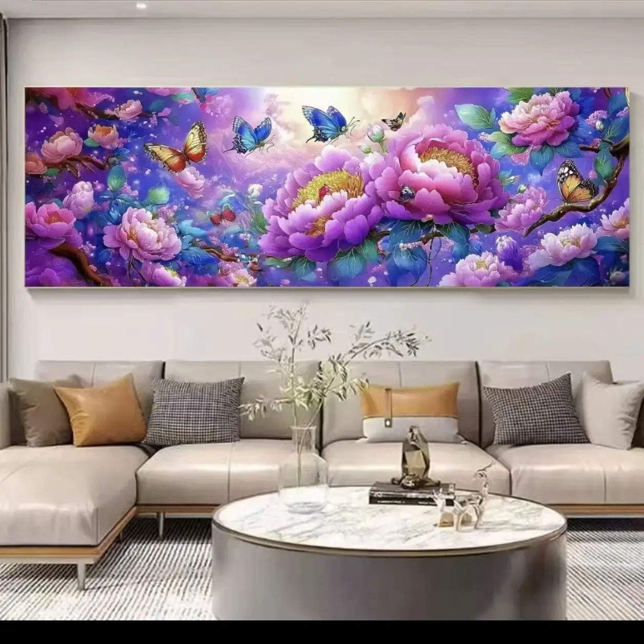 紫玉凝香十字绣 情络定制 大格300×100 客厅挂画 原创版权线绣