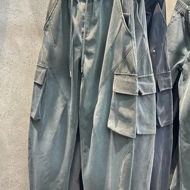 8180水洗简约加绒工装长裤宽松