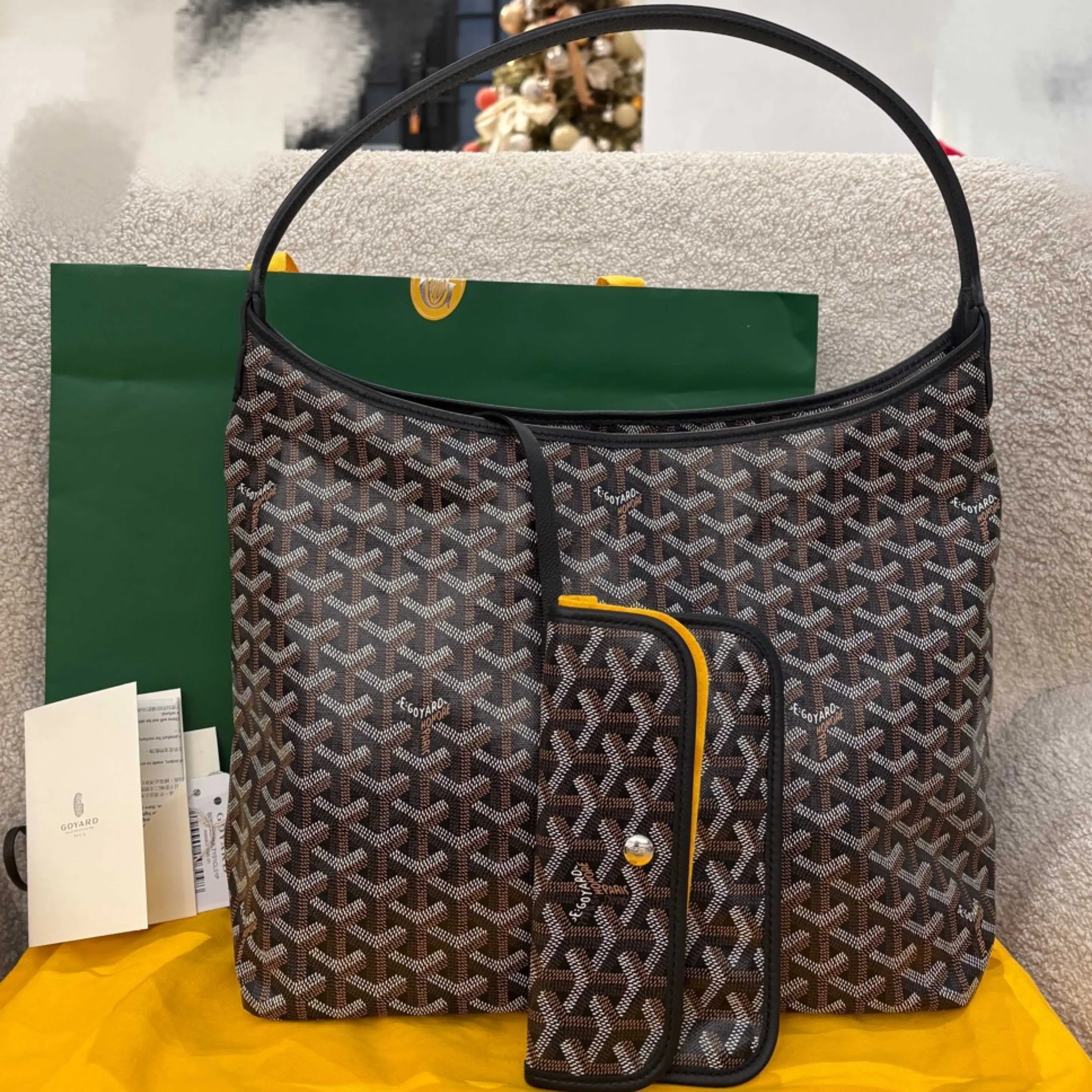 未使用 YSL/圣罗兰 N1366戈雅黑色经典老花单肩腋下包25年全套