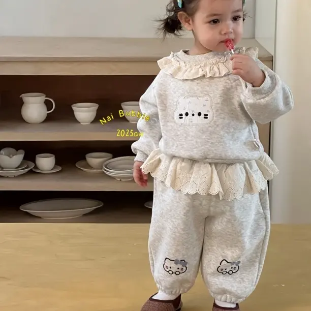 （清价版不退换）奶泡泡2025童装套装嘻哈风卫衣韩版秋冬常规款