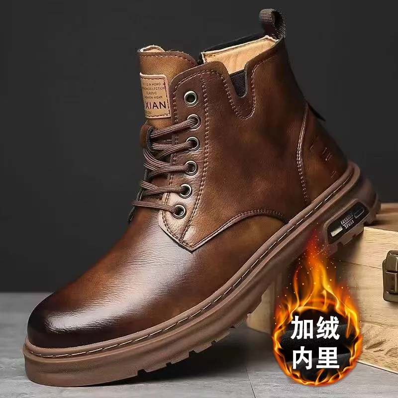 【加绒保暖】2025冬季新款工装马丁男士英伦加绒保暖皮鞋爆款
