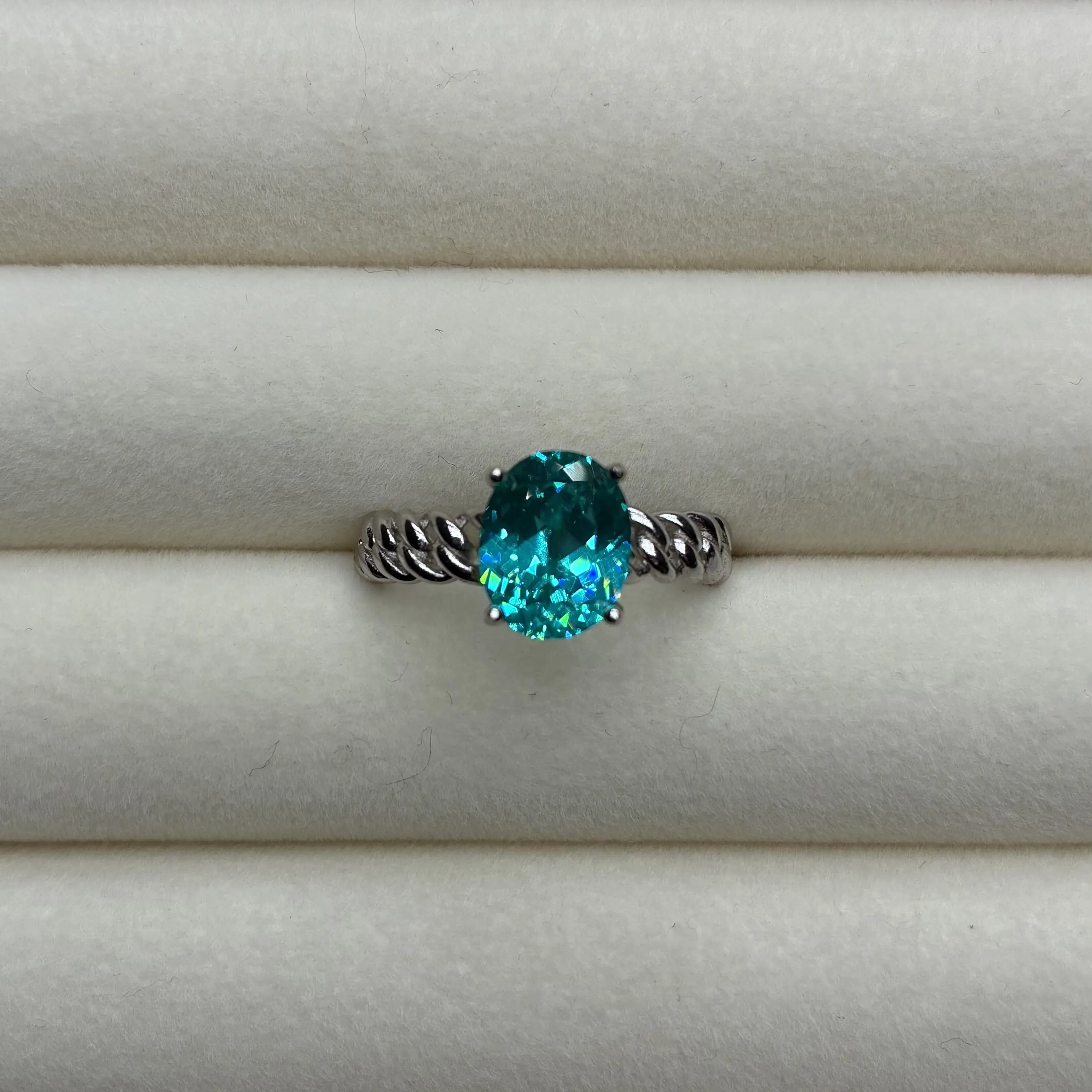 碧玺轻奢帕拉伊巴精切蓝绿色开口戒2001