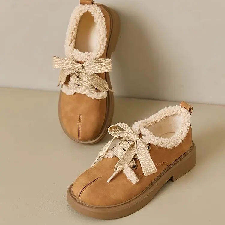 5693-3加绒勃肯女冬季新款保暖复古雪地靴羊羔毛棉鞋舒适软底