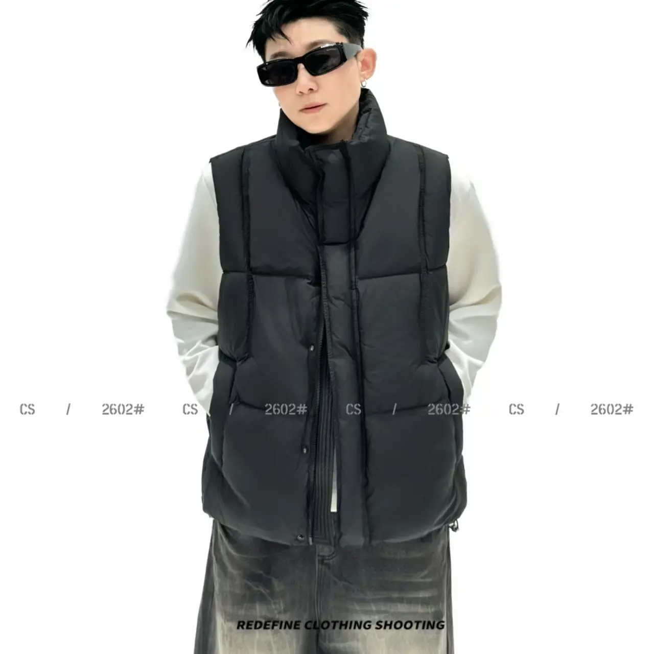 美式机能风立领男冬季加厚保暖无袖坎肩背心工装休闲外套