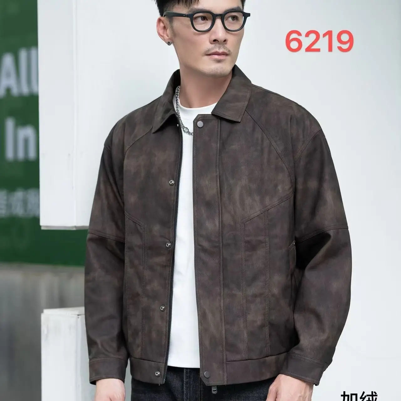 常规款潮流皮衣翻领夹克秋冬时尚外套男装