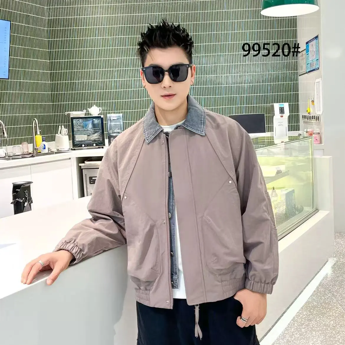 秋季外套夹克秋款韩版美式休闲风翻领厚款拼接工装