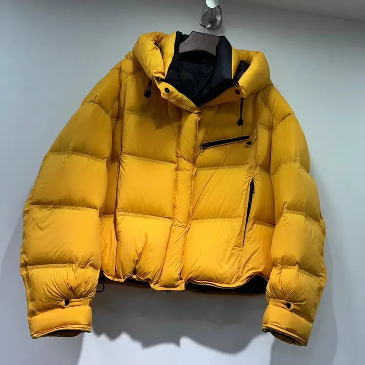 韩系连帽白鸭绒撞色面包服加厚保暖韩版外套冬季新款