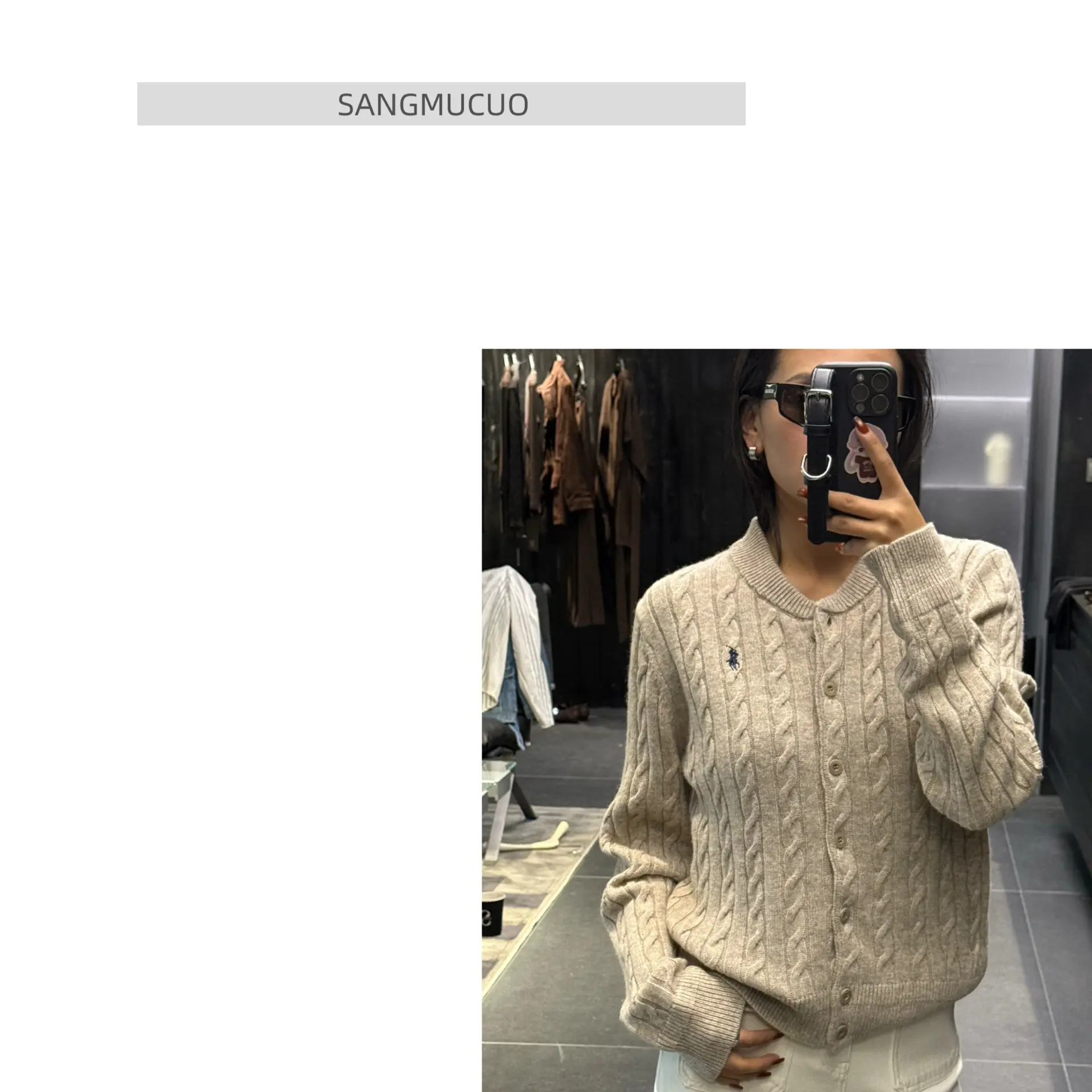 Sangmucuo ｜店里新款刺绣polo开衫毛衣