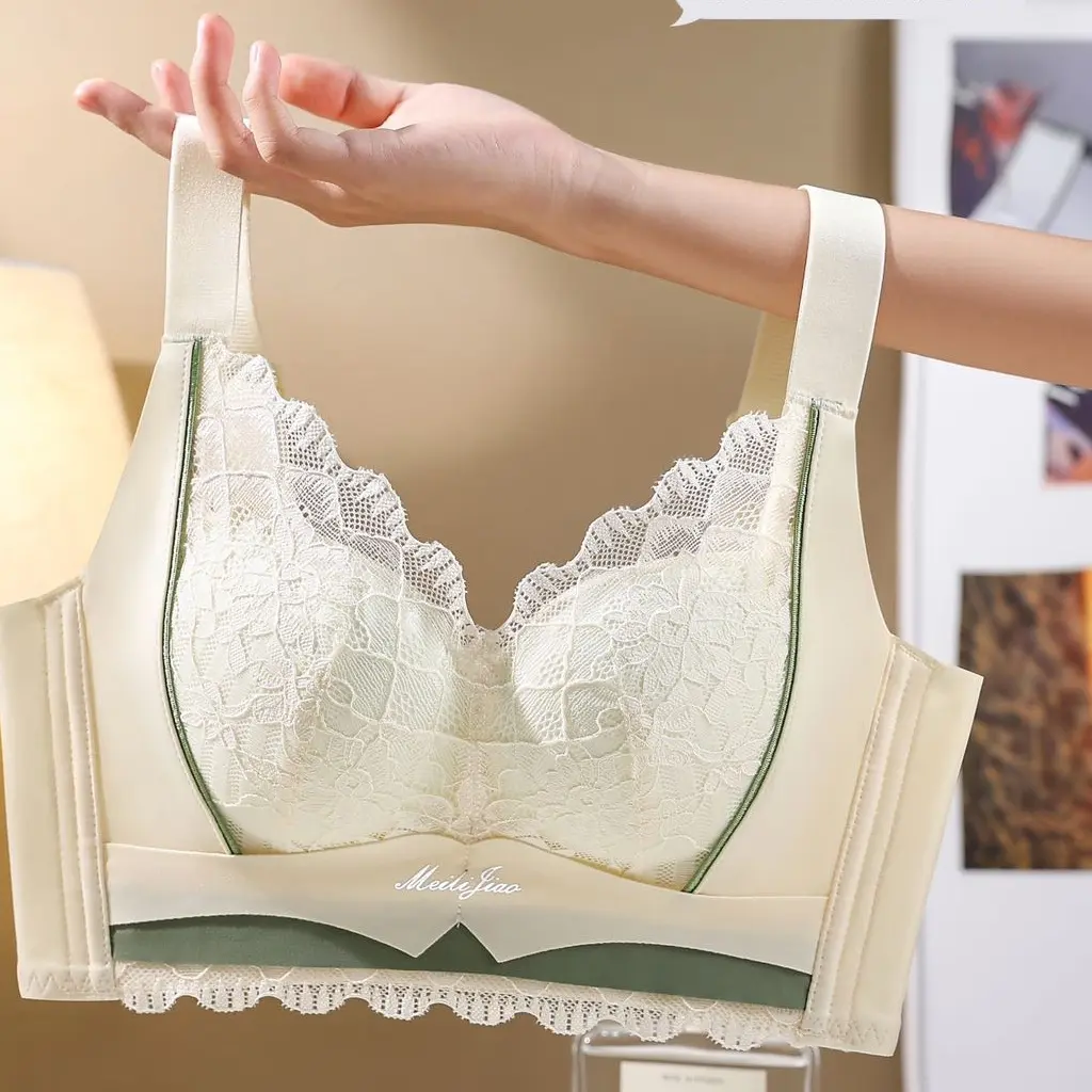 夏季蕾丝内衣温感抗菌聚拢文胸调整型厚薄杯女文胸透气