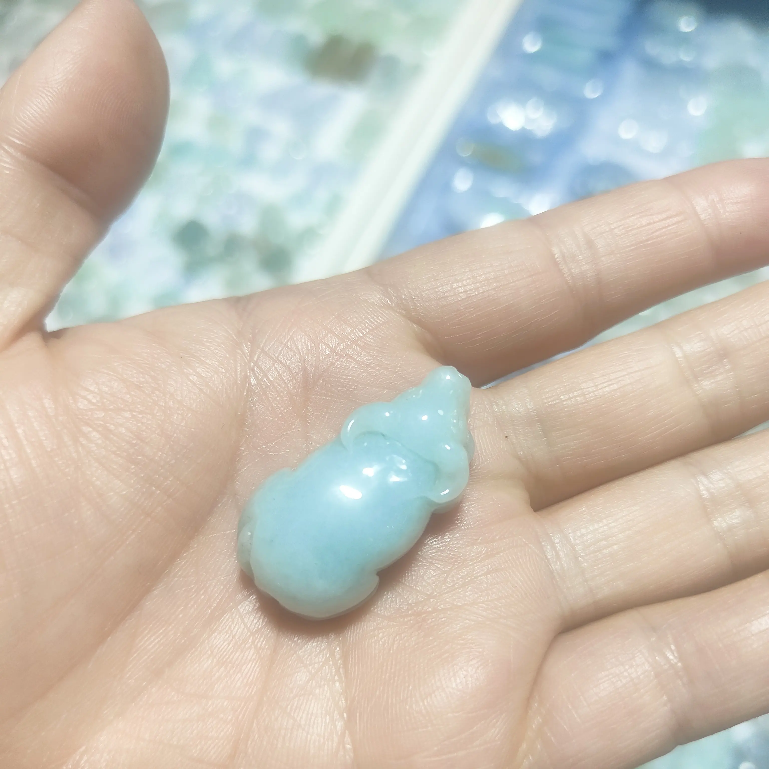 天然翡翠A货水润财神吊坠男女款精致饰品