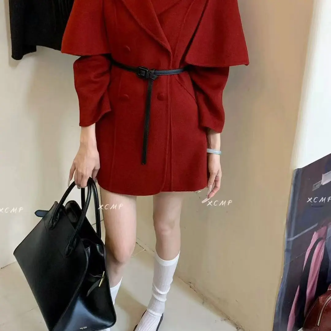 思丹家优选，双面中长款韩系秋冬气质女大衣外套