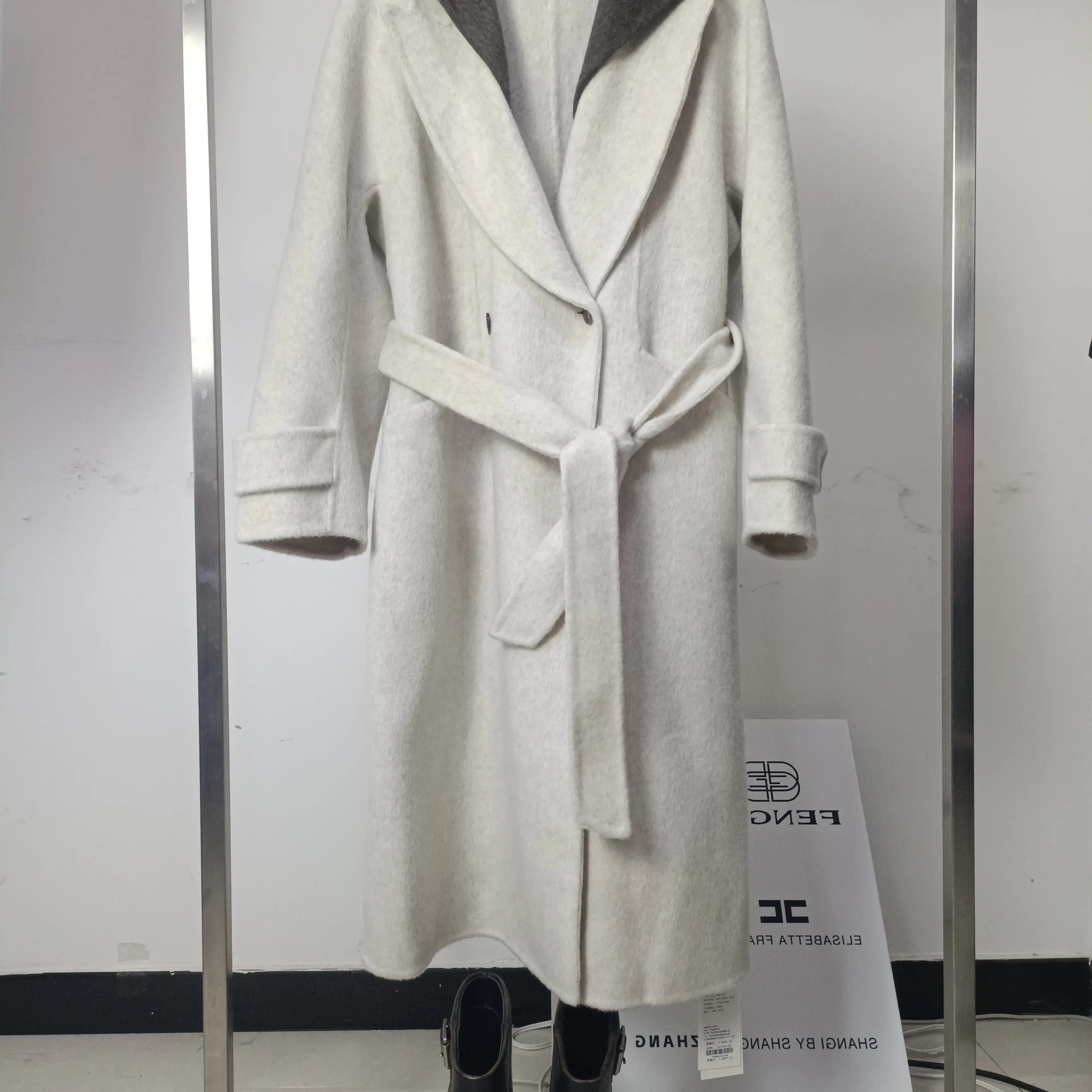 秋冬新款连帽气质中长款双面大衣