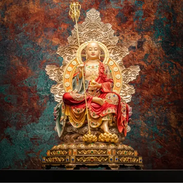 东来紫八角地藏王菩萨像佛像铜像圣像观音九华山地藏王家居摆件