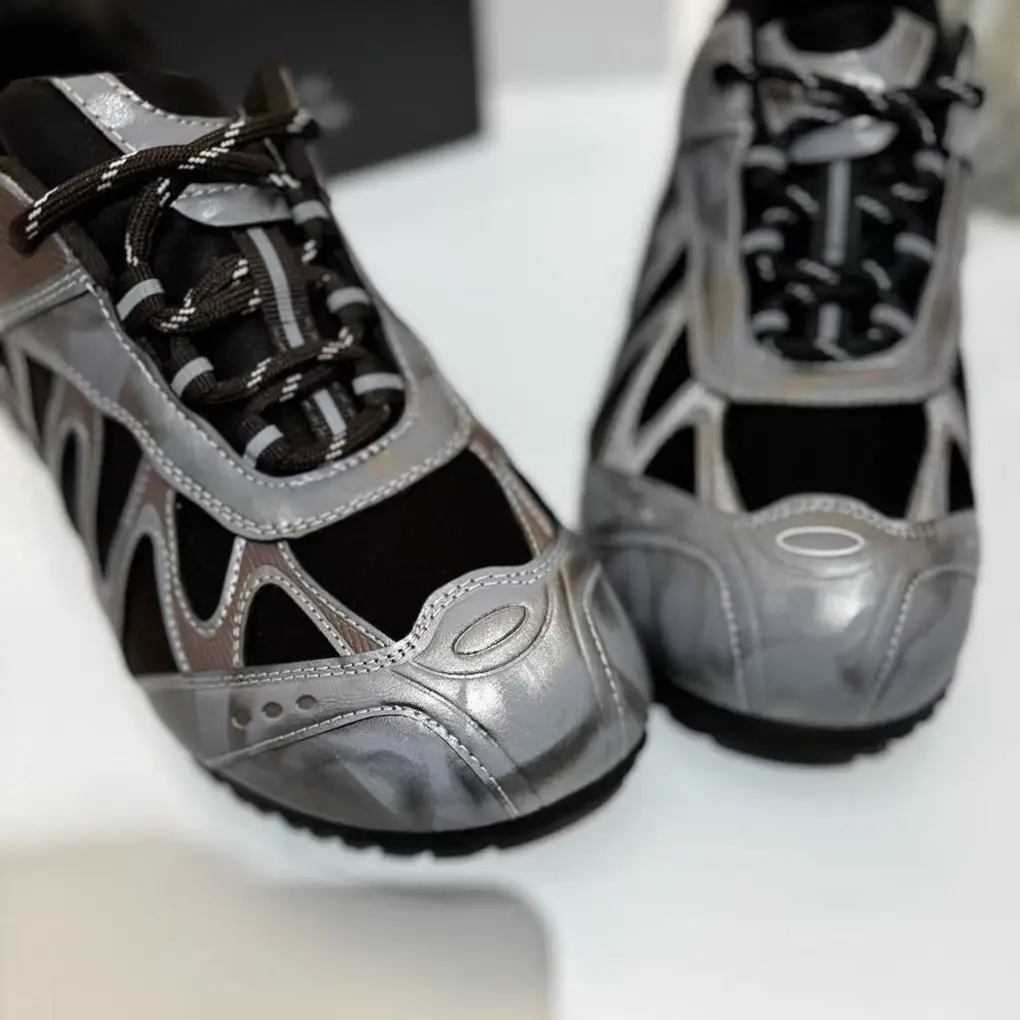 吸汗胶粘低跟系带深口时尚休闲鞋圆头街头风夏季